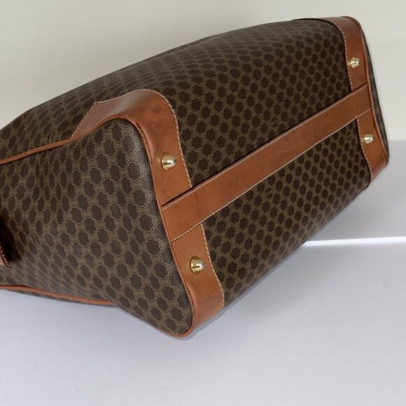 Vintage CELINE Macadam Large Boston Travel Bag Brown Coated Canvas Leather Italy - Picture 6 of 16